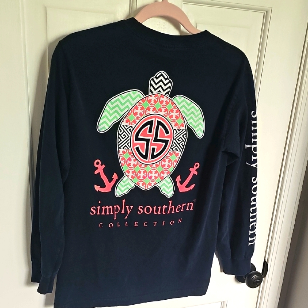 Simply Southern Navy Long Sleeve Shirt with Turtle Design